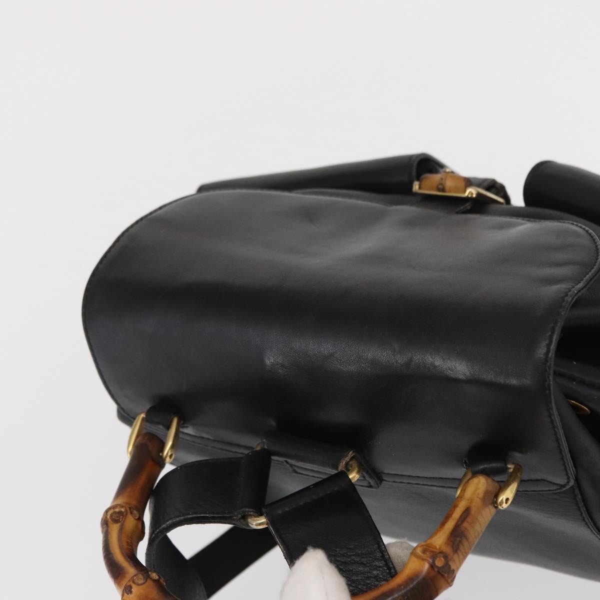 Gucci Vintage Bamboo Backpack Leather, BLACK, LEATHER, Backpack