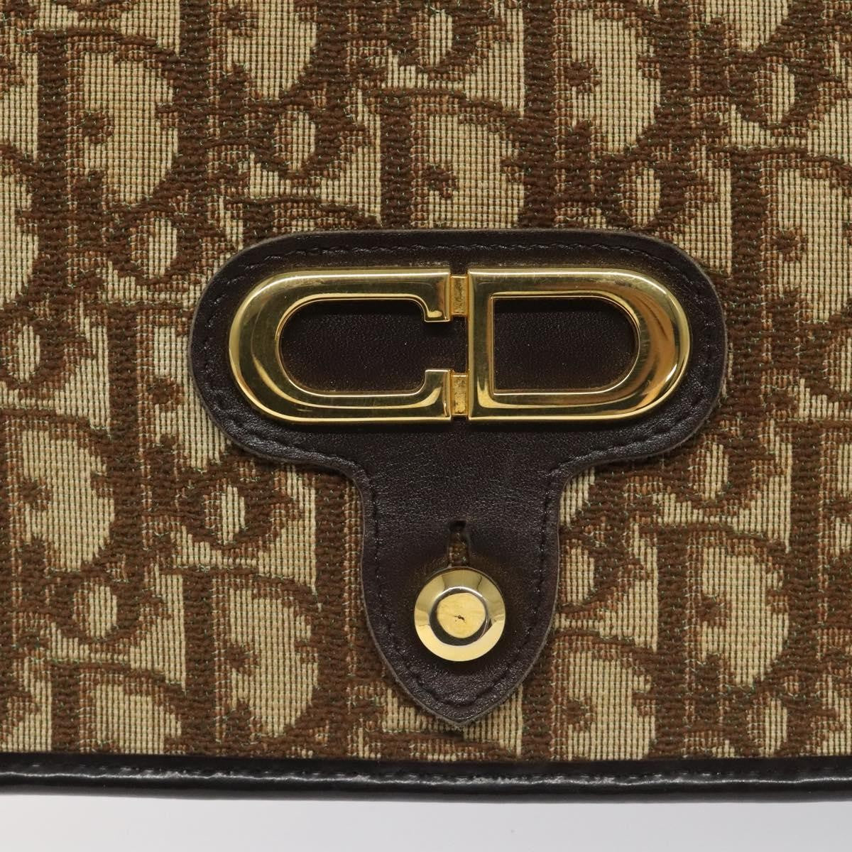 Christian Dior Vintage Trotter Flap Shoulder Bag Canvas, BROWN, CANVAS, Shoulder bag