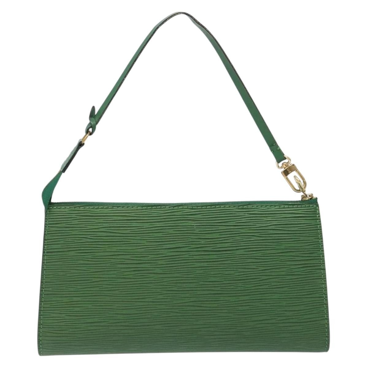 Louis Vuitton Pochette Accessoires Epi Leather, GREEN, LEATHER, Clutche & pouche