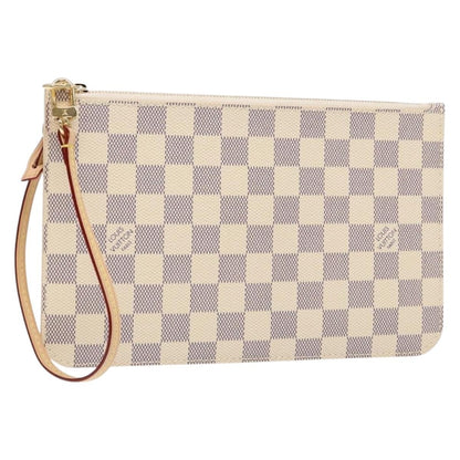 Louis Vuitton Neverfull Pochette Damier, WHITE, CANVAS, Tote bag
