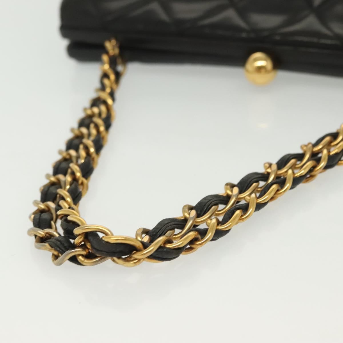Chanel Vintage Chain Frame Bag Quilted Lambskin, BLACK, LEATHER, Shoulder bag