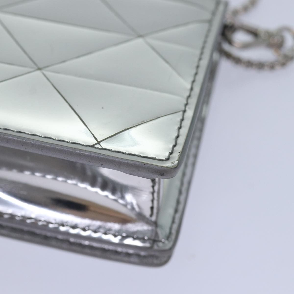 Prada Chain Wallet Embellished Leather, Silver, Leather, Wallet