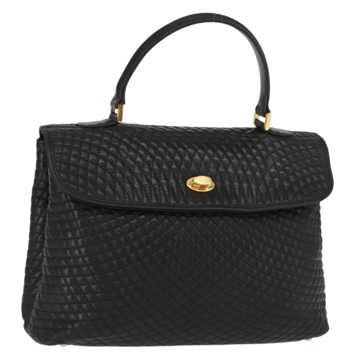 Bally Vintage Handbag Quilted Leather, BLACK, LEATHER, Handbag