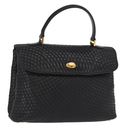 Bally Vintage Handbag Quilted Leather, BLACK, LEATHER, Handbag