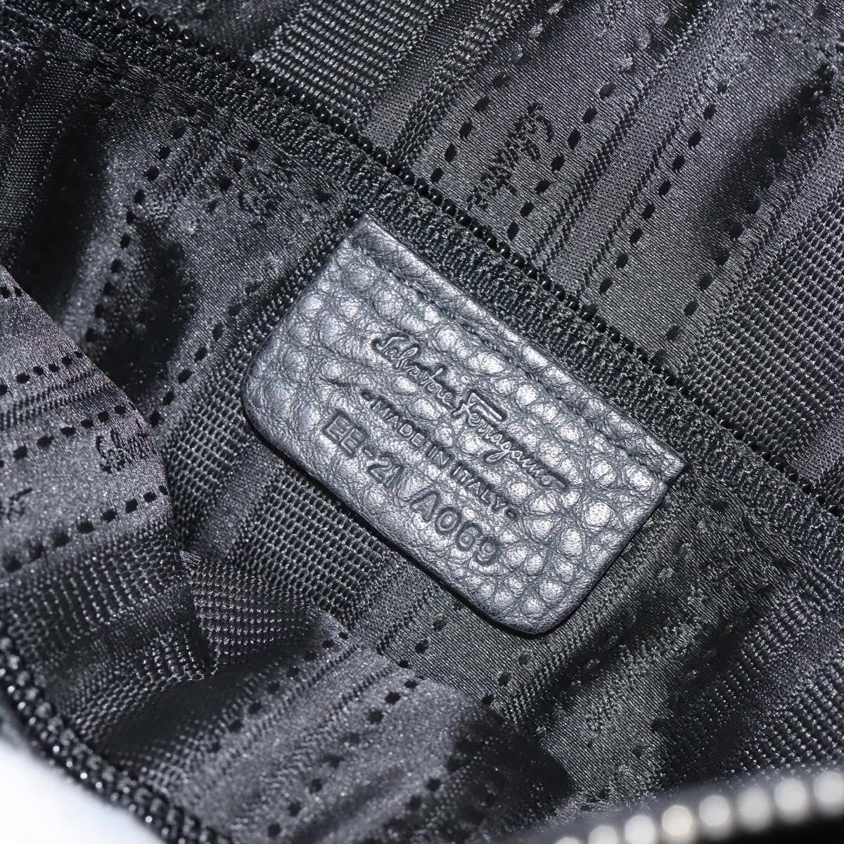 Salvatore Ferragamo Gancini handbag Leather, BLACK, LEATHER, Handbag