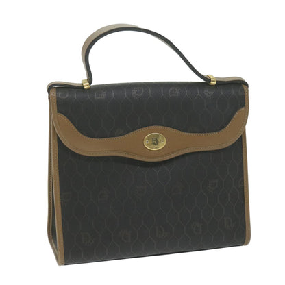 Christian Dior Vintage Honeycomb Handbag Canvas Leather, BLACK, CANVAS, Handbag