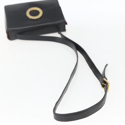 Celine Vintage Circle Logo Crossbody Bag Leather, BLACK, LEATHER, Shoulder bag