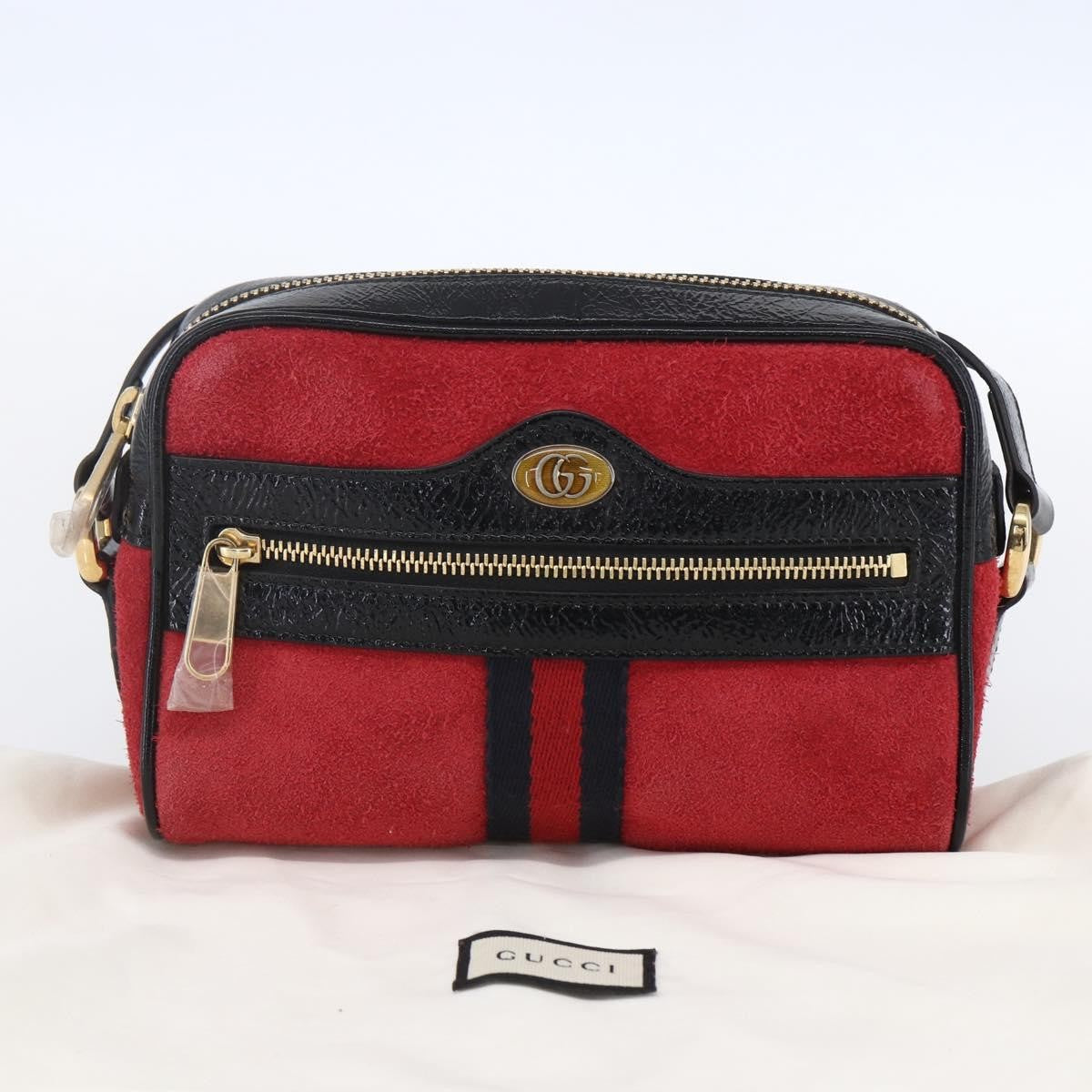 Gucci Ophidia Shoulder Bag Suede, RED, SUEDE, Shoulder bag