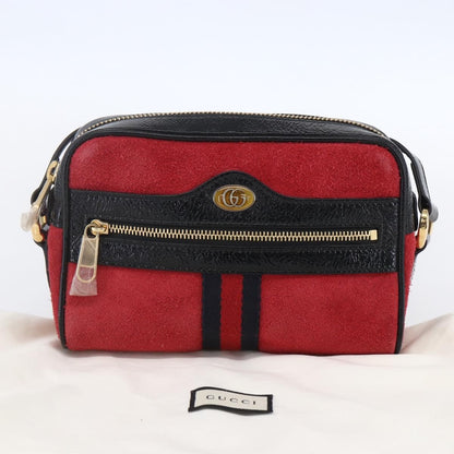 Gucci Ophidia Shoulder Bag Suede, RED, SUEDE, Shoulder bag