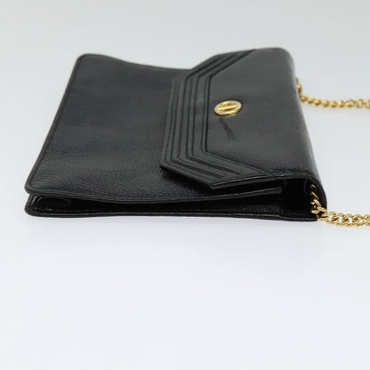 Christian Dior Vintage Chain Flap Shoulder Bag Leather, BLACK, LEATHER, Shoulder bag