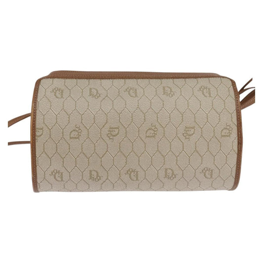 Christian Dior Vintage Honeycomb Shoulder Bag Canvas and Leather, BEIGE, CANVAS, Shoulder bag