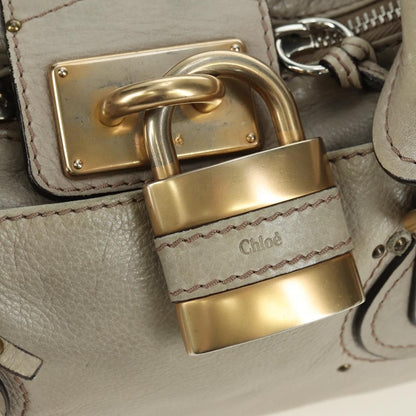 Chloe Paddington Lock Handbag Leather, Beige, Leather, Handbag