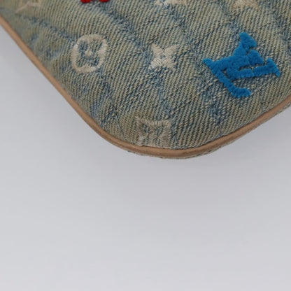 Louis Vuitton New Wave Zipped Pochette Monogram Embroidered Quilted Denim, BLUE, DENIM_JEANS, Clutche & pouche