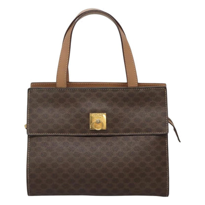 Celine Vintage Macadam Handbag Canvas and Leather, BROWN, CANVAS, Handbag