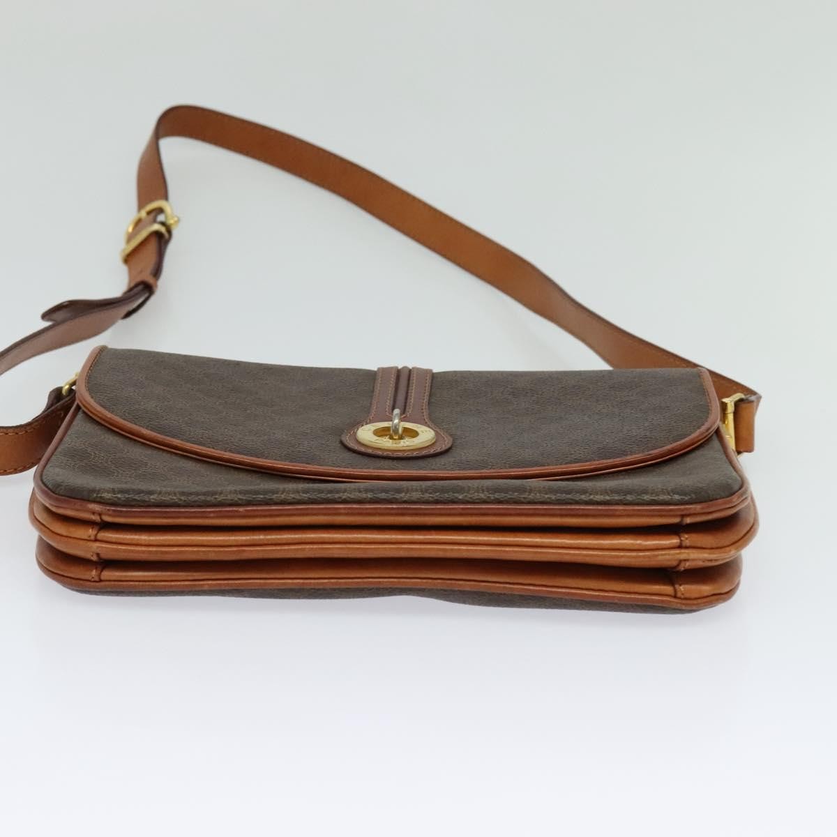 Celine Vintage Macadam Shoulder Bag Canvas and Leather, Brown, Canvas, Shoulder Bag