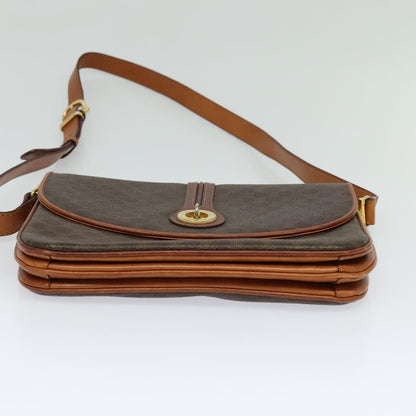 Celine Vintage Macadam Shoulder Bag Canvas and Leather, Brown, Canvas, Shoulder Bag