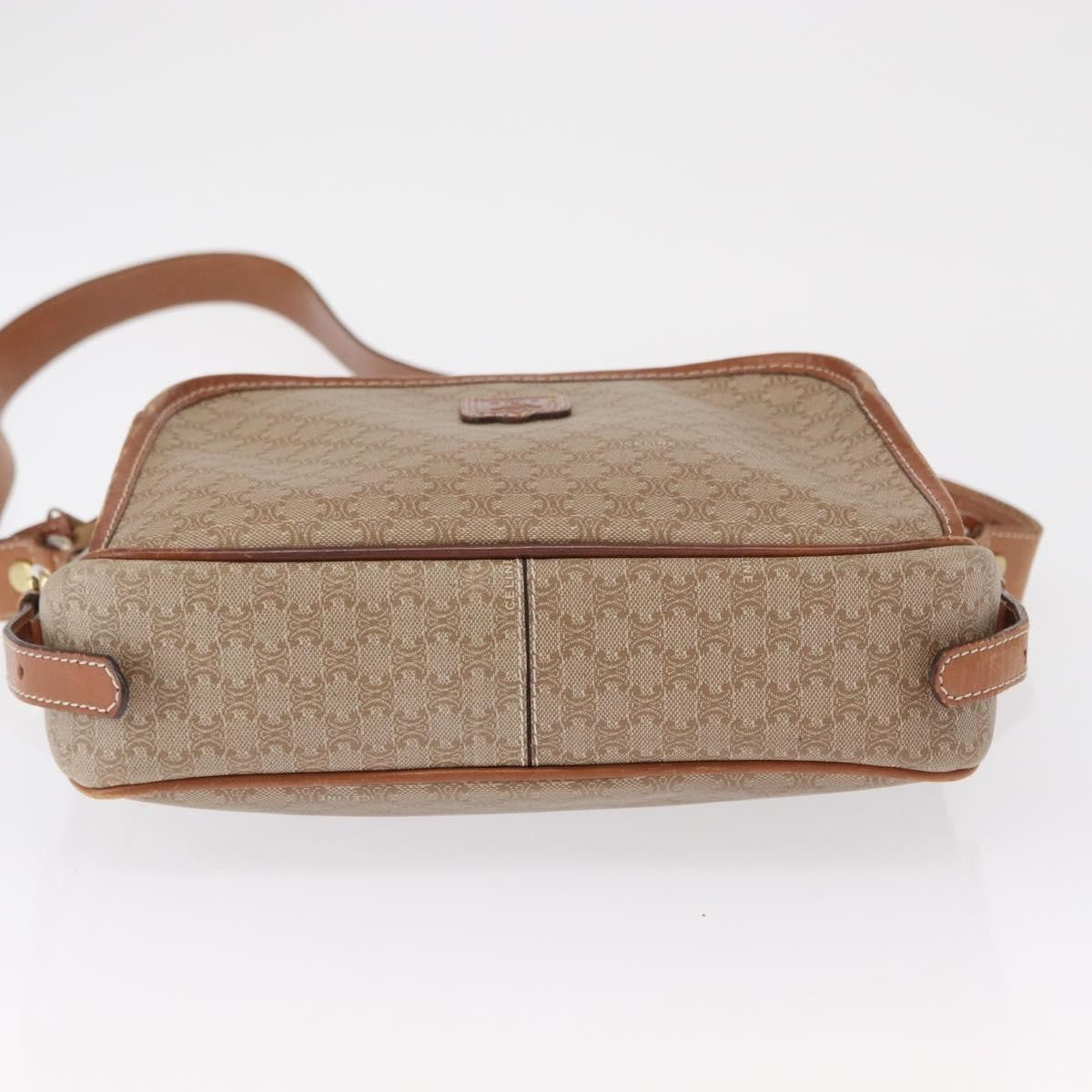 Celine Vintage Macadam Shoulder Bag Canvas and Leather, BEIGE, CANVAS, Shoulder bag
