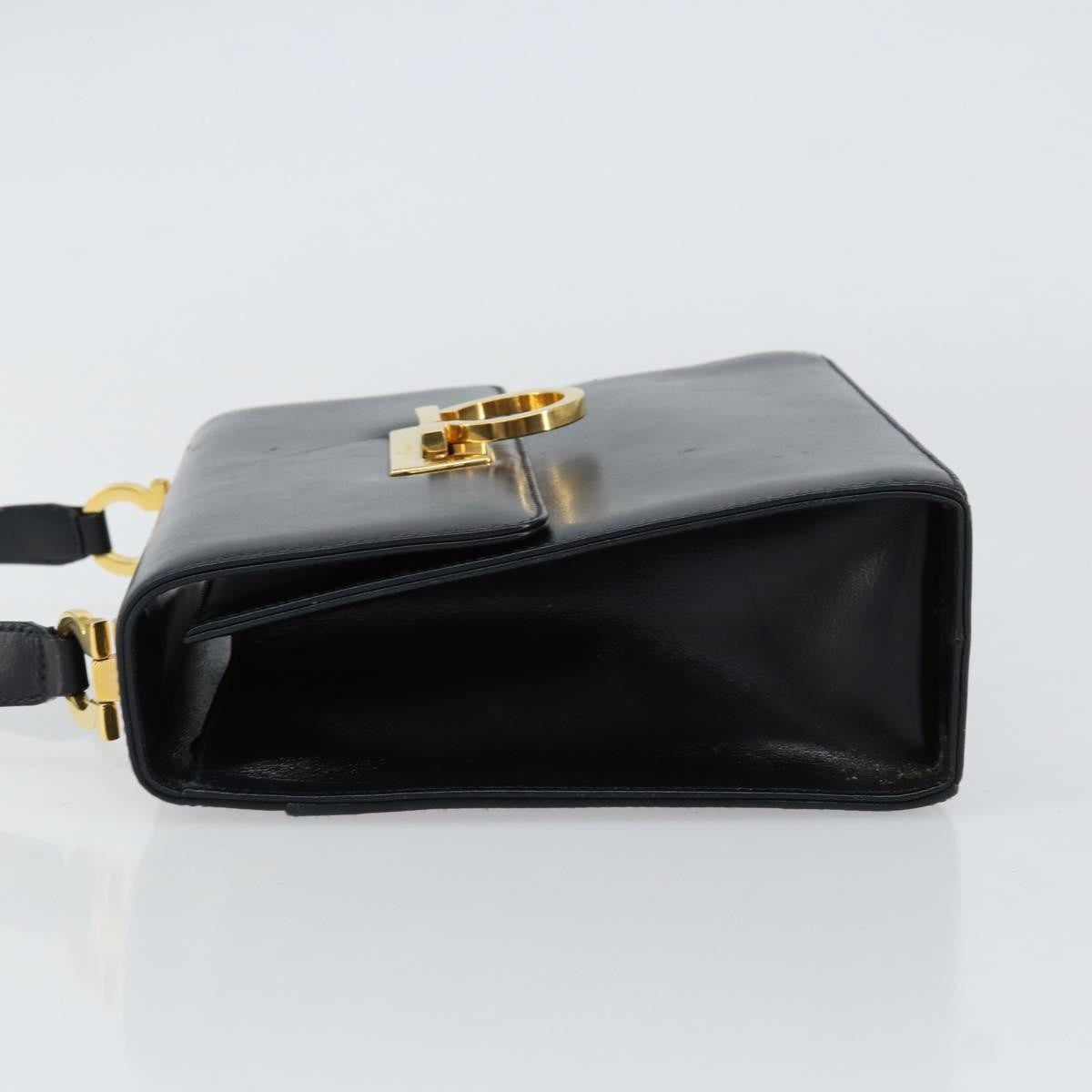 Salvatore Ferragamo Gancini Shoulder Bag Leather, NAVY, LEATHER, Shoulder bag