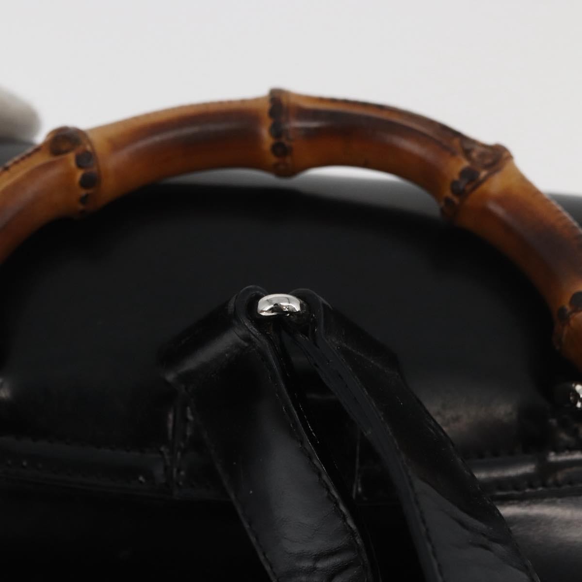 Gucci Vintage Bamboo Backpack Patent leather, Black, Patent Leather, Backpack