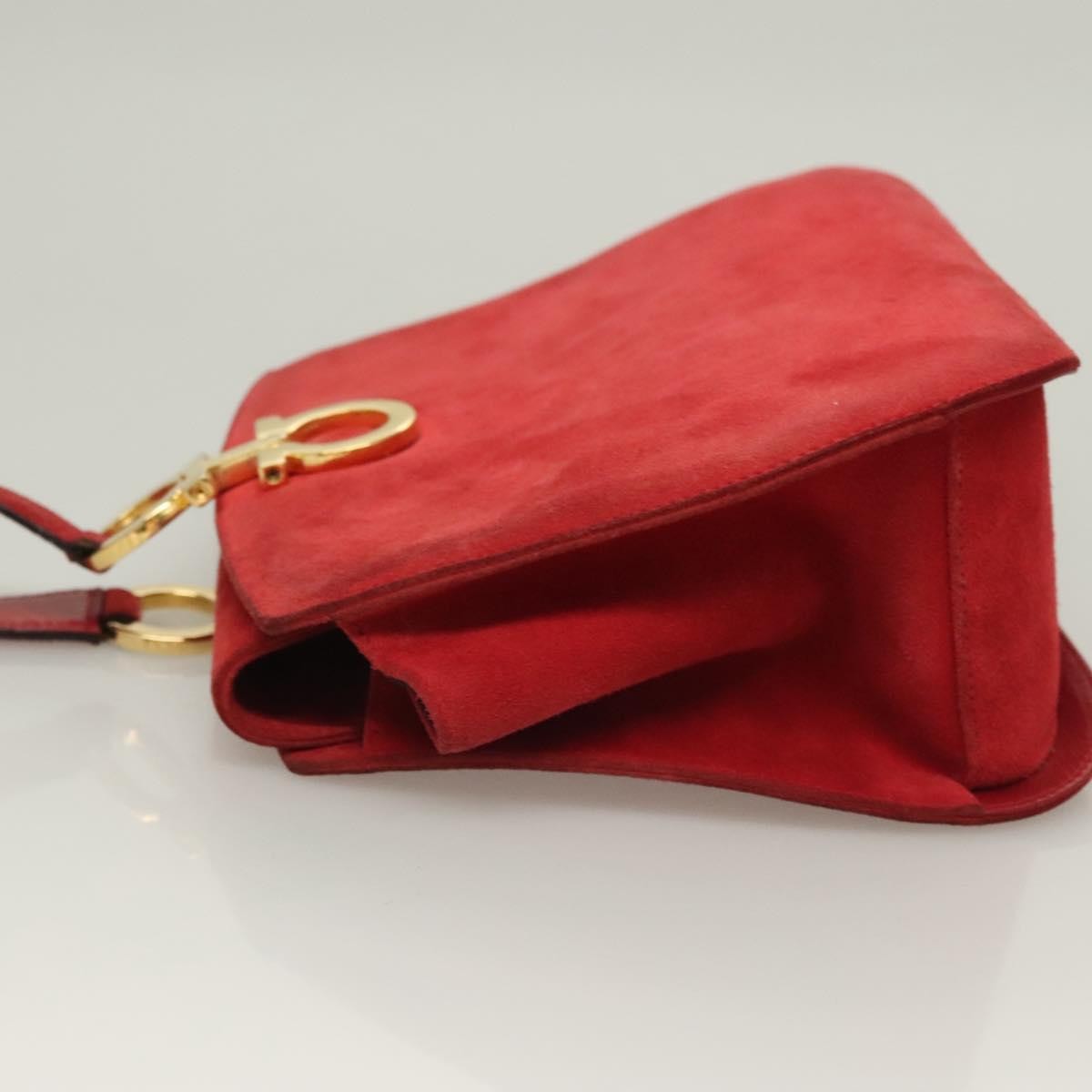 Salvatore Ferragamo Gancini Shoulder Bag Suede, RED, SUEDE, Shoulder bag