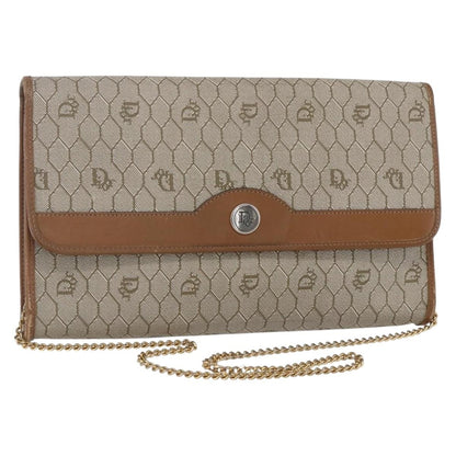 Christian Dior Vintage Honeycomb chain Canvas, BEIGE, CANVAS, Shoulder bag