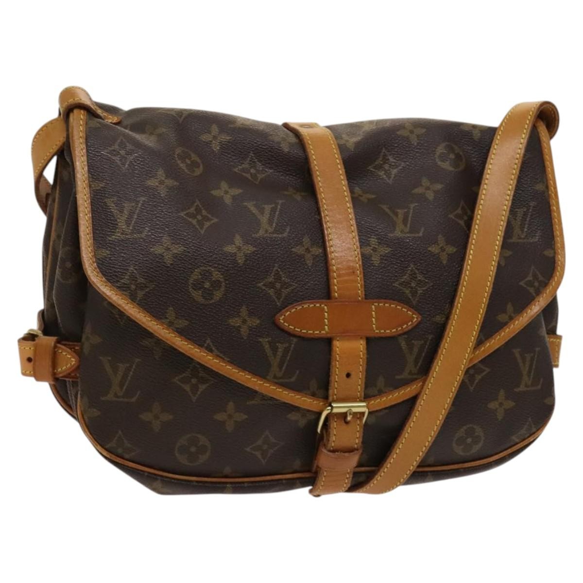 Louis Vuitton Saumur Handbag Monogram Canvas, BROWN, CANVAS, Shoulder bag