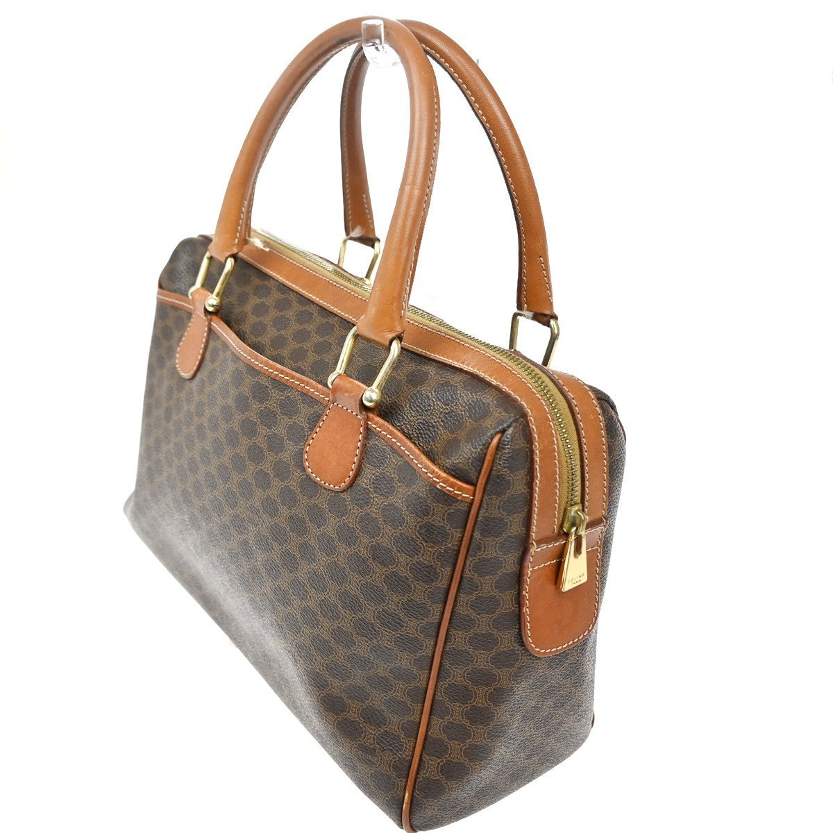 Celine Macadam Handbag Macadam with leather, BROWN, PVC, Handbag