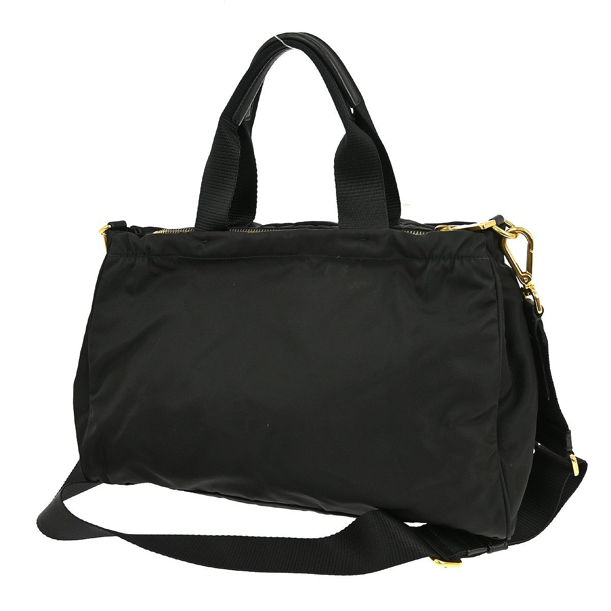 Prada Zip Convertible Shopping Tote Tessuto with Saffiano Leather, BLACK, NYLON, Tote bag