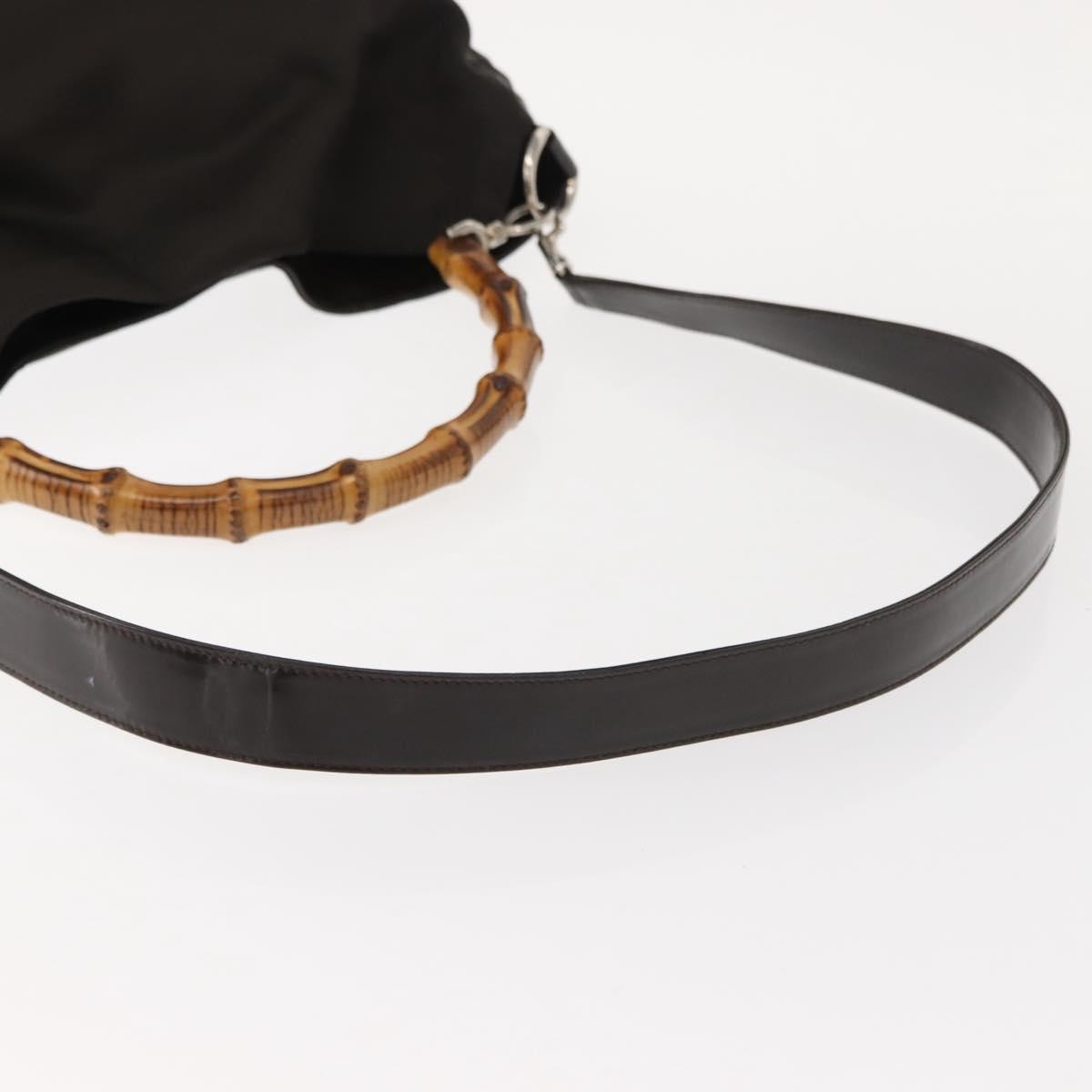 Gucci Vintage Bamboo Shoulder Bag Nylon, Brown, Nylon, Shoulder Bag