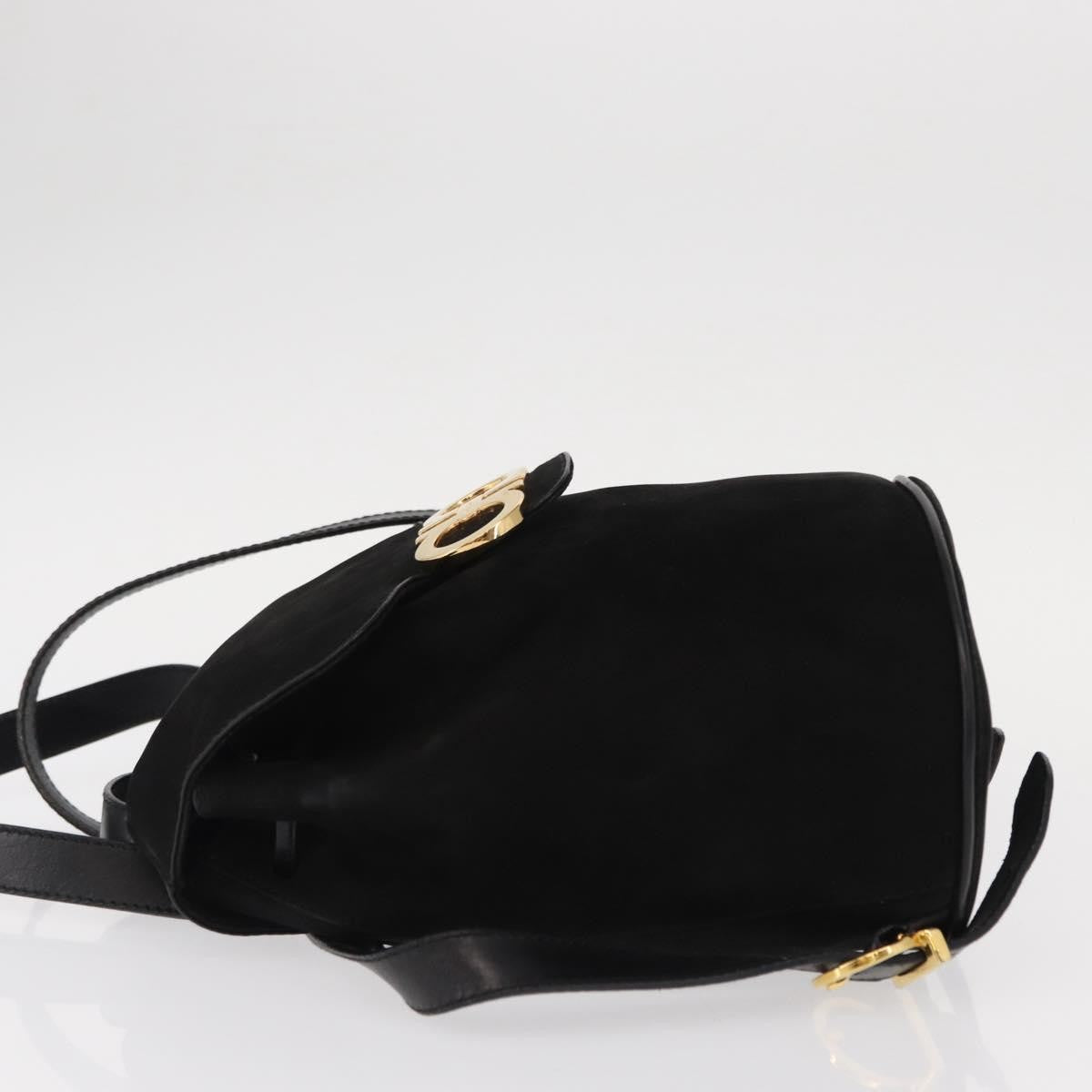 Salvatore Ferragamo Gancini Backpack Suede, BLACK, SUEDE, Backpack