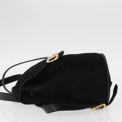 Salvatore Ferragamo Gancini Backpack Suede, BLACK, SUEDE, Backpack