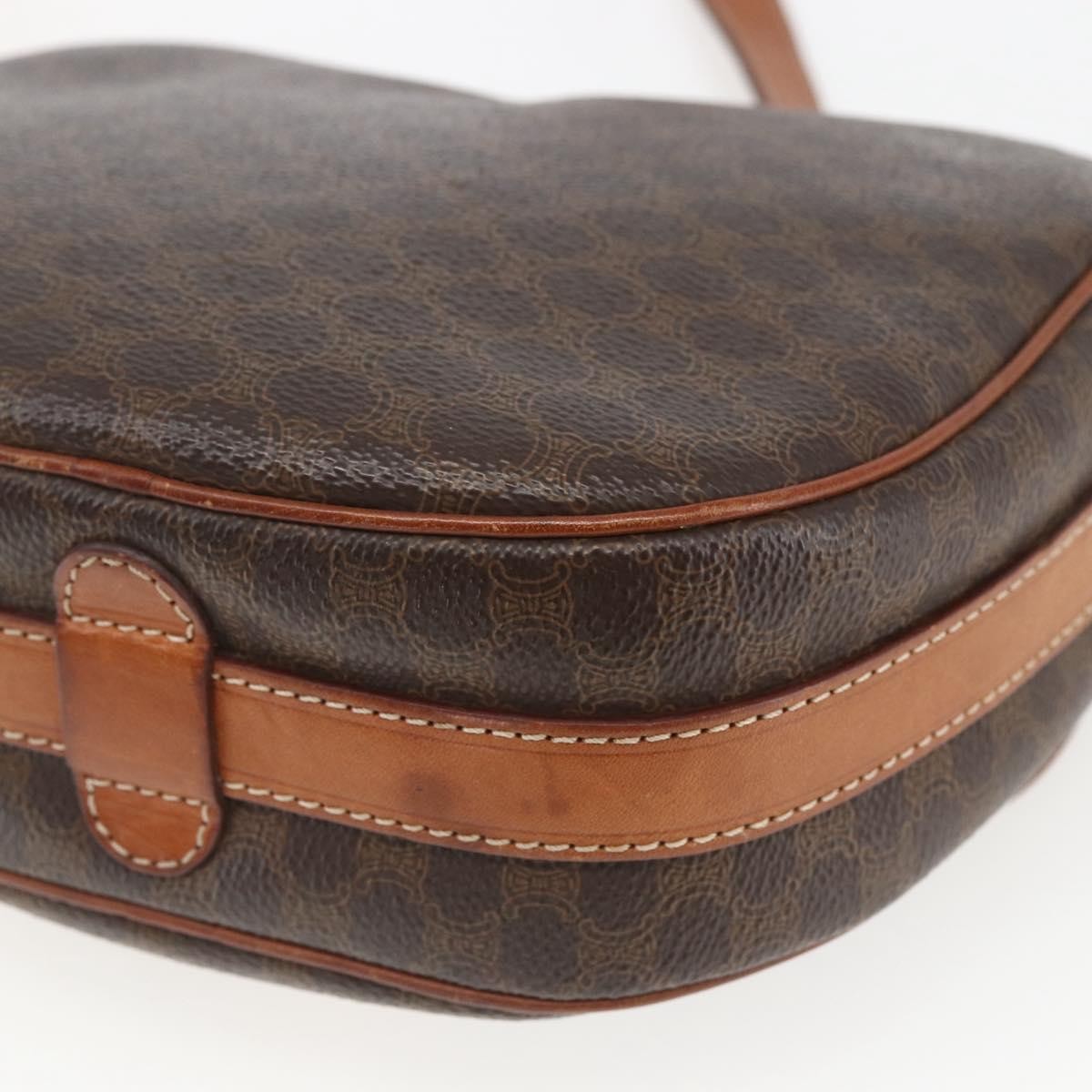 Celine Vintage Macadam Shoulder Bag Canvas and Leather, BROWN, CANVAS, Shoulder bag
