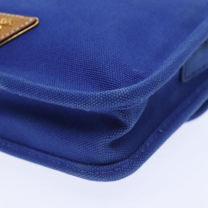 Prada Push Lock Flap Shoulder Bag Canvas, BLUE, CANVAS, Shoulder bag