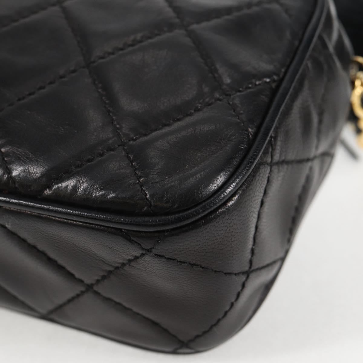 Chanel Vintage Diamond CC Camera Bag Quilted Lambskin, Black, Leather, Clutch