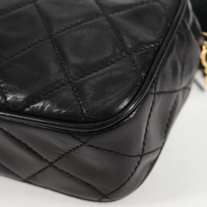 Chanel Vintage Diamond CC Camera Bag Quilted Lambskin, Black, Leather, Clutch