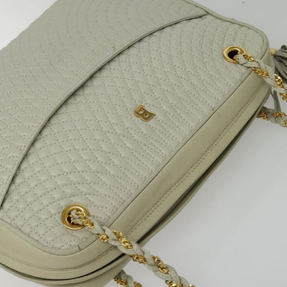 Bally Vintage Chain Shoulder Bag Quilted Leather, Ecru, Leather, Shoulder Bag