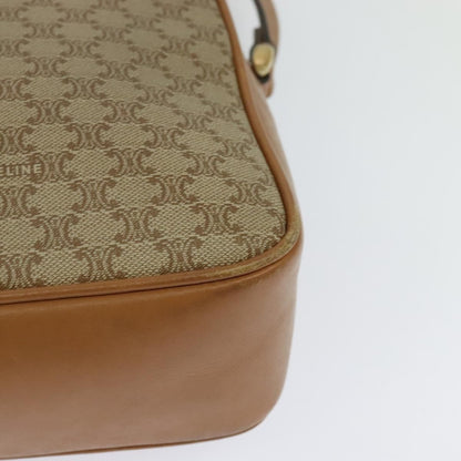 Celine Vintage Macadam Shoulder Bag Canvas and Leather, Beige, Canvas, Shoulder Bag