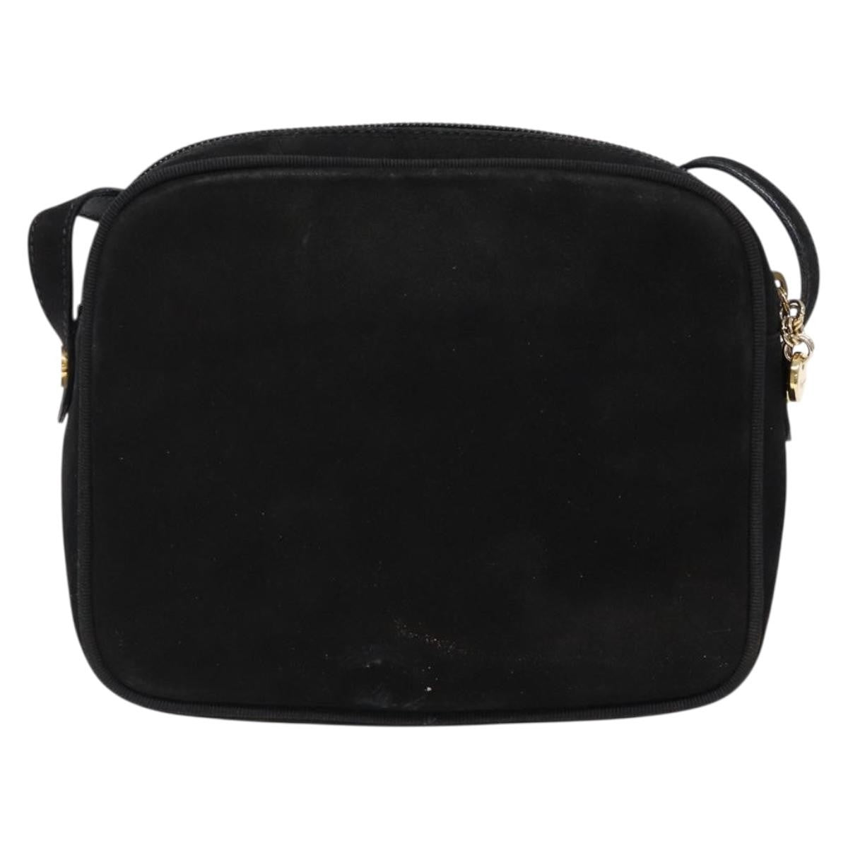 Salvatore Ferragamo Vala Shoulder Bag Suede, BLACK, SUEDE, Shoulder bag