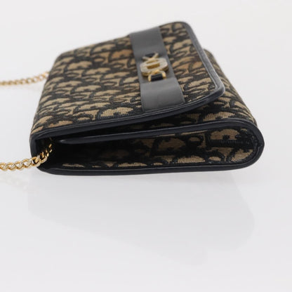 Christian Dior Vintage CD Chain Flap Shoulder Bag Diorissimo Canvas, NAVY, CANVAS, Shoulder bag