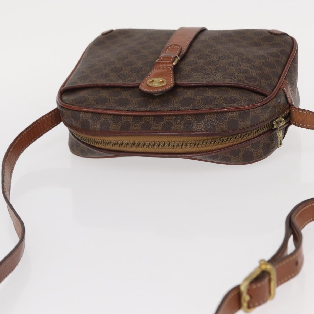 Celine Macadam Shoulder Bag Canvas, BROWN, CANVAS, Shoulder bag
