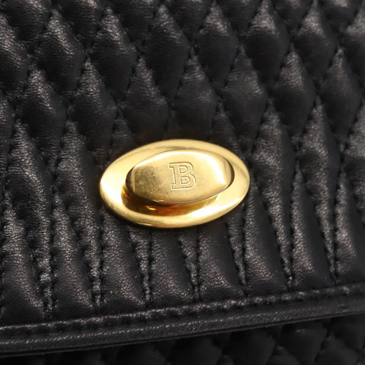 Bally Vintage Handbag Quilted Leather, BLACK, LEATHER, Handbag