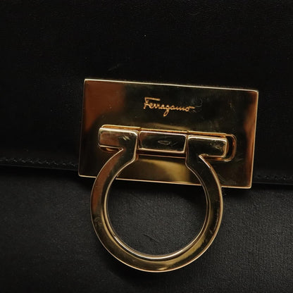 Salvatore Ferragamo Convertible Vara Bow Tote Leather, BLACK, LEATHER, Tote bag