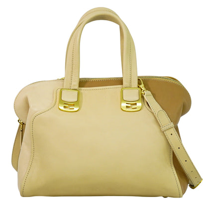 Fendi Chameleon Satchel Leather, BEIGE, LEATHER, Handbag