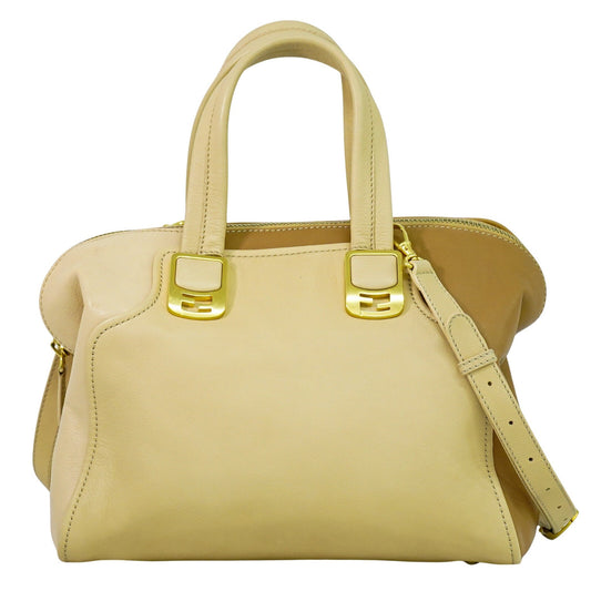 Fendi Chameleon Satchel Leather, BEIGE, LEATHER, Handbag