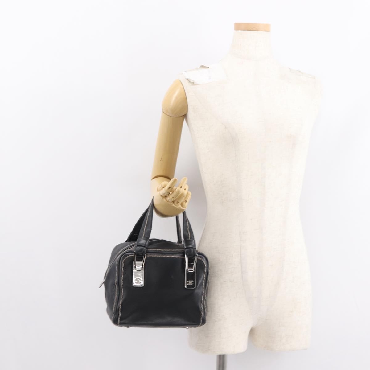 Chanel CC Bowler Quilted Caviar, BLACK, LEATHER, Handbag