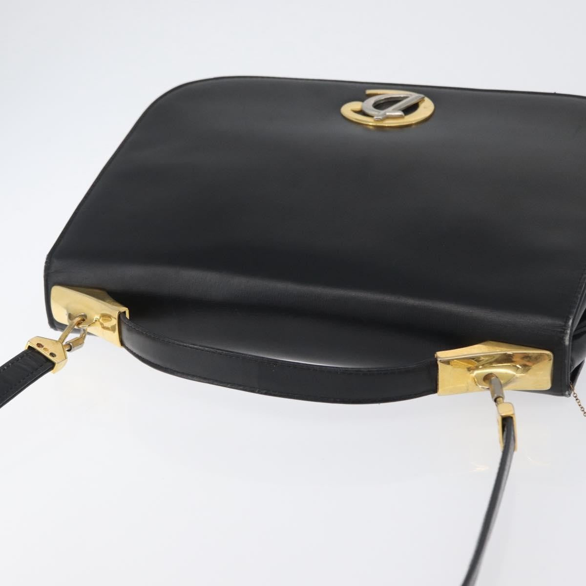 Christian Dior Vintage CD Logo Shoulder Bag Leather, BLACK, LEATHER, Shoulder bag