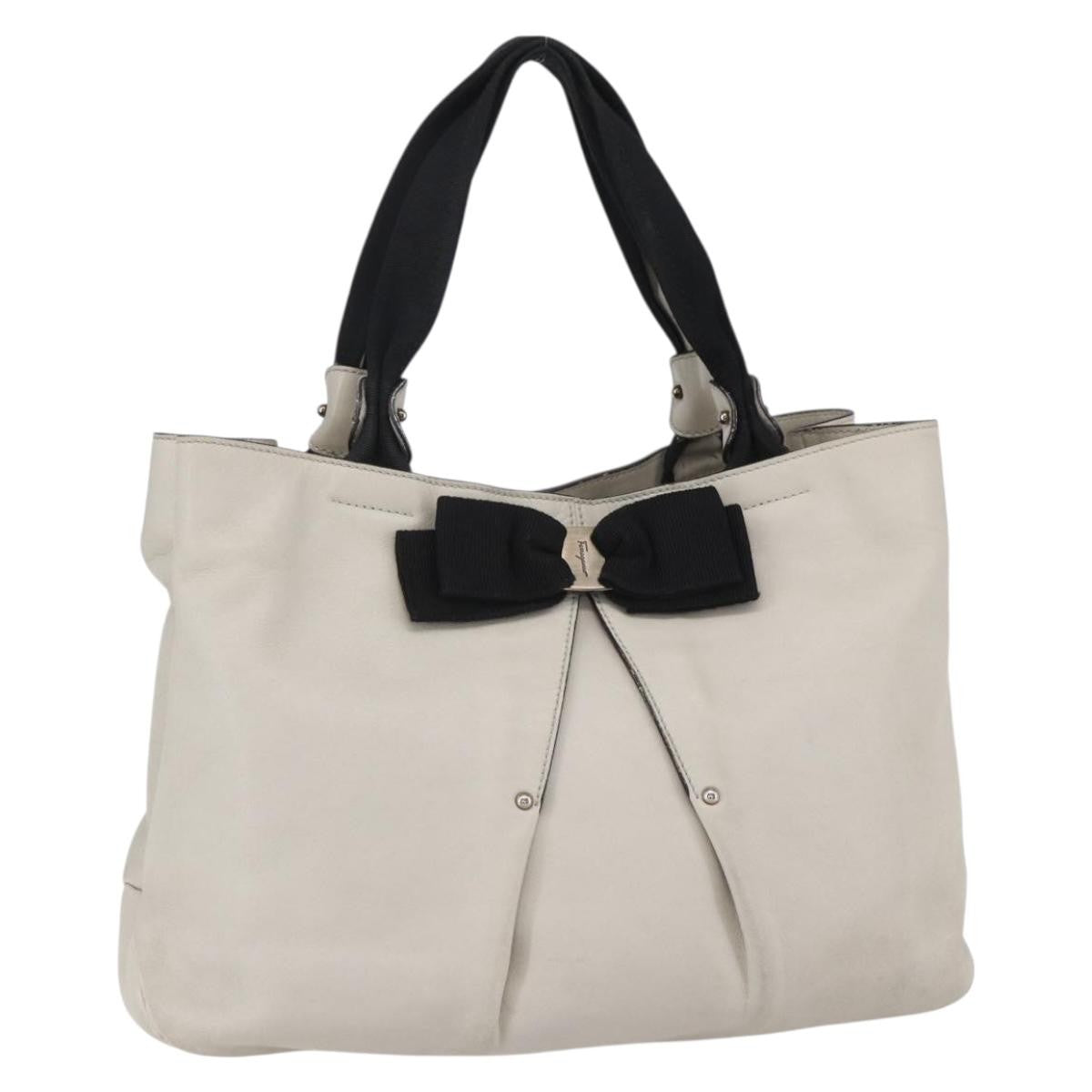 Salvatore Ferragamo Vala Handbag Leather, ECRU, LEATHER, Handbag