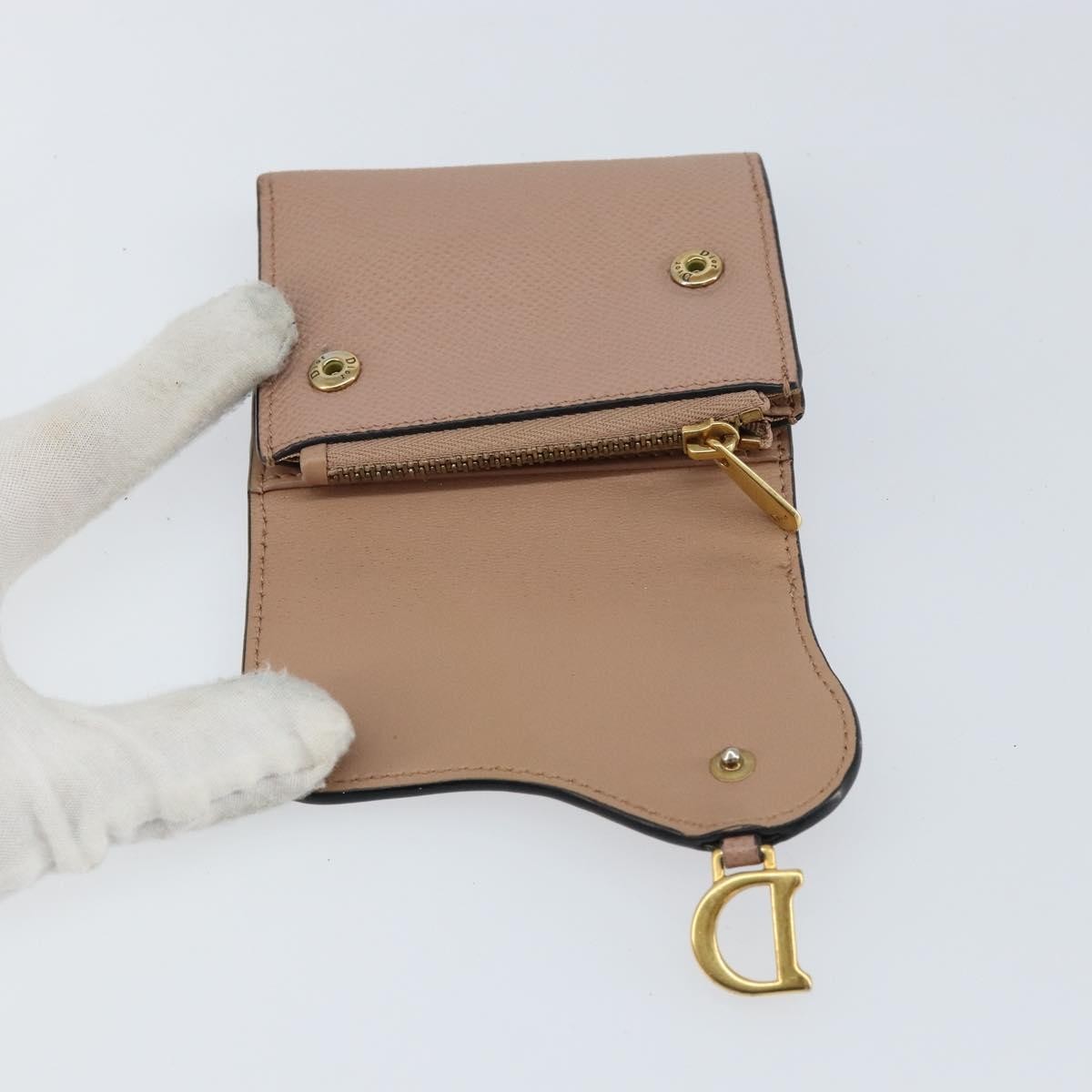 Christian Dior Saddle Lotus Wallet Leather, BEIGE, LEATHER, Wallets