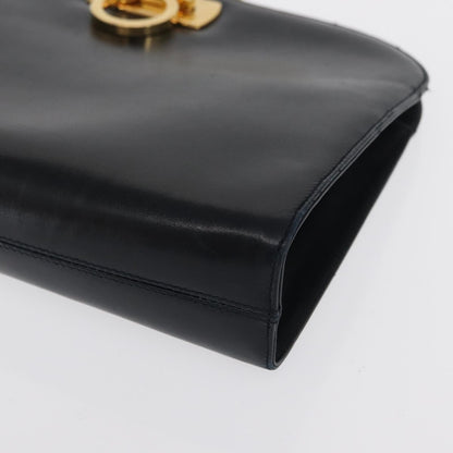 Salvatore Ferragamo Vintage Gancini Chain Shoulder Bag Leather, NAVY, LEATHER, Shoulder bag