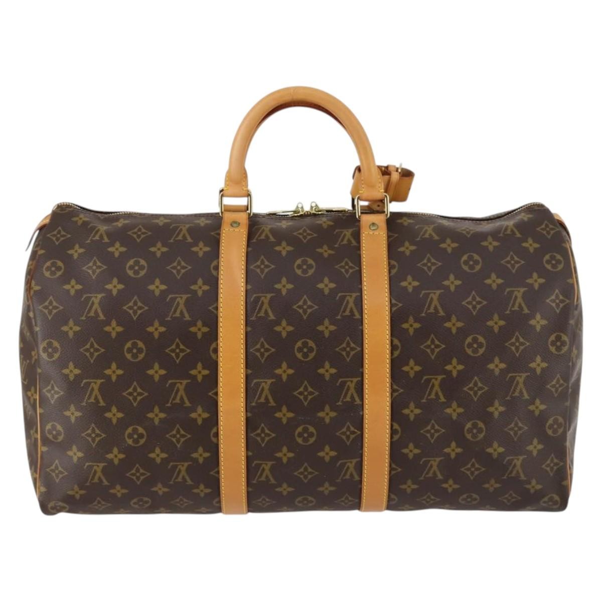 Louis Vuitton Keepall Bag Monogram Canvas, BROWN, CANVAS, Travel bag